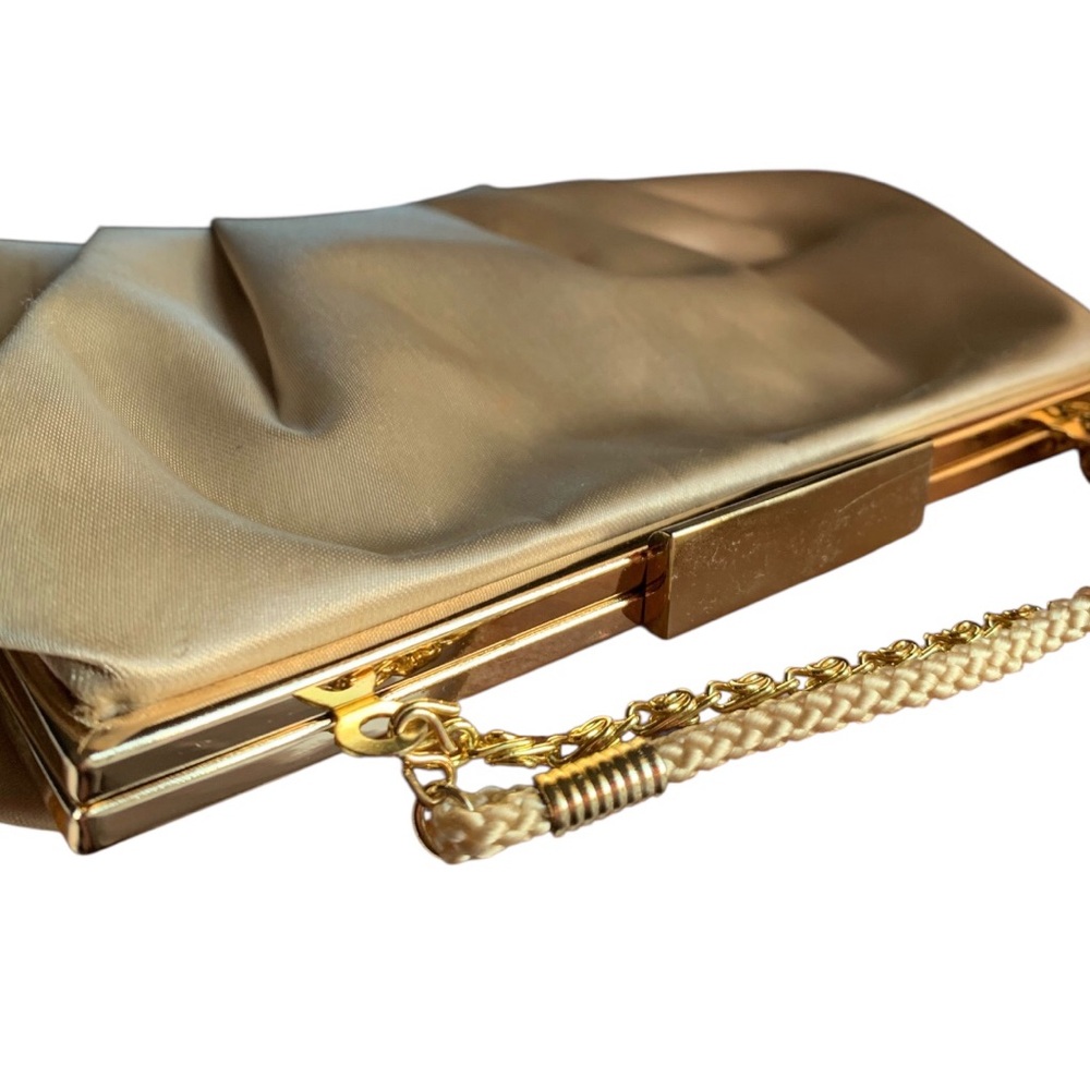 Lulu Townsend Satin Cream Clutch with Gold Chain - Picture 7 of 16